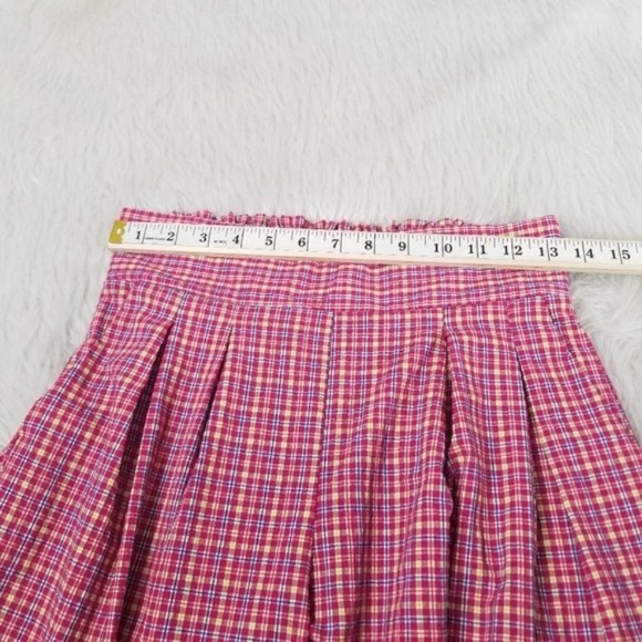 MISA Los Angeles Matos Pink Plaid Wide Leg Cropped Pleated Front Culotte Pant - Picture 13 of 15